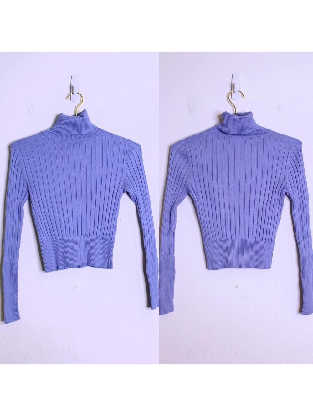 Zara Knit Periwinkle Ribbed Turtle Neck - Medium